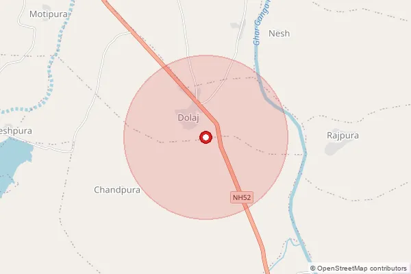 Map showing approximate area covered by Pincode 465679 — Durgpur, Rajgarh