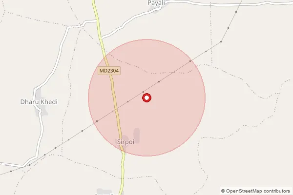 Map showing approximate area covered by Pincode 465691 — Dhatarawda B.O, Rajgarh