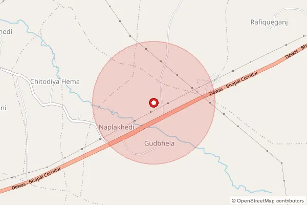 Map showing approximate area covered by Pincode 466001 — Sehore H.O, Sehore