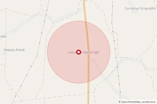 Map showing approximate area covered by Pincode 466116 — Barkheda B.O, Sehore