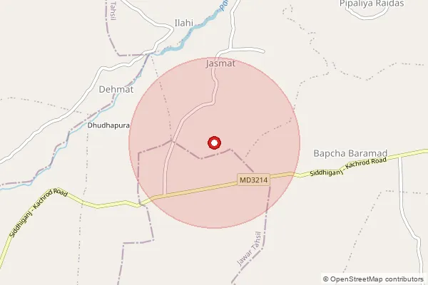 Map showing approximate area covered by Pincode 466120 — Jasmat B.O, Sehore