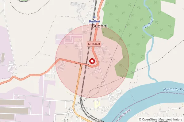 Map showing approximate area covered by Pincode 466445 — Budhni T.N. S.O, Sehore