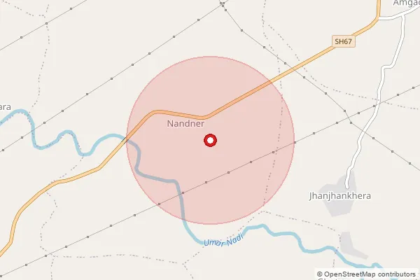 Map showing approximate area covered by Pincode 466448 — Nandner B.O, Sehore