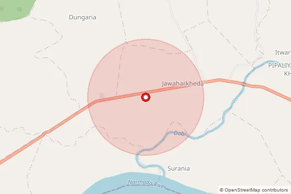 Map showing approximate area covered by Pincode 466554 — Dobi B.O, Sehore