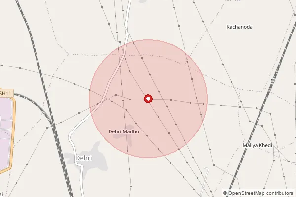 Map showing approximate area covered by Pincode 470113 — Dewal B.O, Sagar