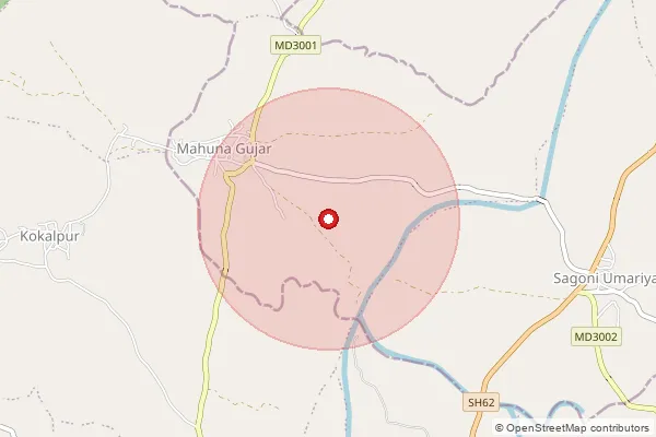 Map showing approximate area covered by Pincode 470119 — Chandrapur B.O, Sagar
