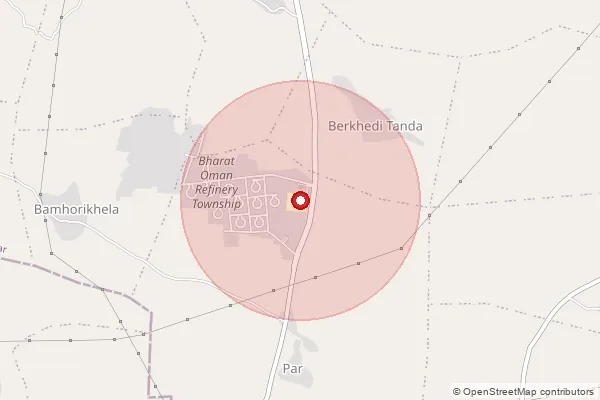 Map showing approximate area covered by Pincode 470124 — Bina Bpcl Refinery S.O, Sagar