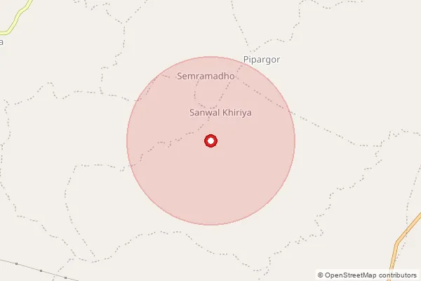 Map showing approximate area covered by Pincode 470227 — Boma, Sagar