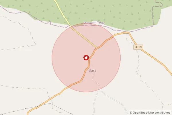 Map showing approximate area covered by Pincode 470335 — Barayatha B.O, Sagar
