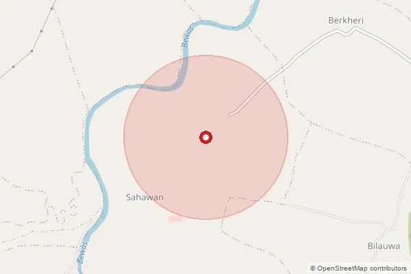 Map showing approximate area covered by Pincode 470337 — Mau, Sagar