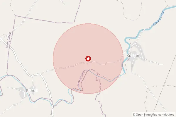 Map showing approximate area covered by Pincode 470442 — Chandrapur, Sagar