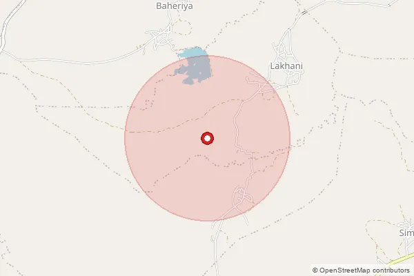 Map showing approximate area covered by Pincode 470663 — Bamorimala B.O, Damoh