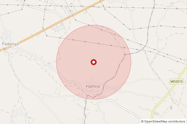 Map showing approximate area covered by Pincode 470672 — Chourai, Damoh
