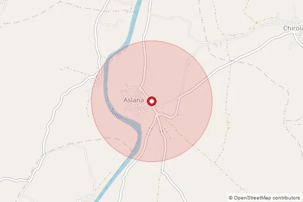 Map showing approximate area covered by Pincode 470675 — Aslana B.O, Damoh