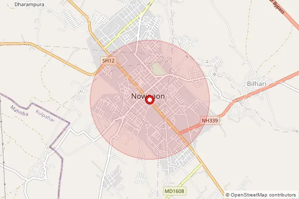 Map showing approximate area covered by Pincode 471111 — Kenthokar B.O, Chhatarpur