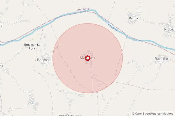 Map showing approximate area covered by Pincode 471201 — Bangain B.O, Chhatarpur