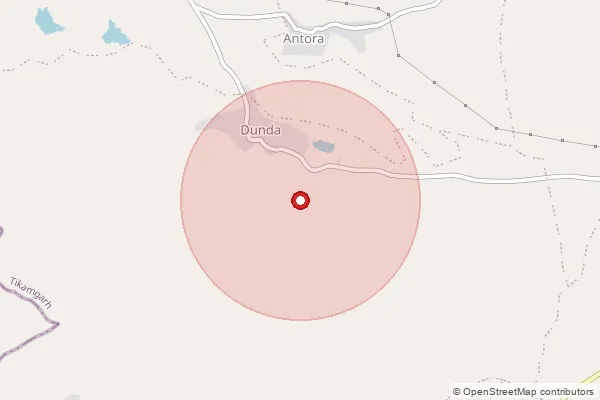 Map showing approximate area covered by Pincode 471408 — Bandani B.O, Chhatarpur