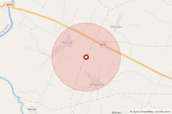 Map showing approximate area covered by Pincode 471411 — Nuna B.O, Chhatarpur
