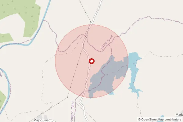 Map showing approximate area covered by Pincode 472111 — Dikoli Chowk B.O, Tikamgarh