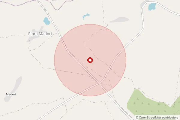 Map showing approximate area covered by Pincode 472115 — Banne Bujraj B.O, Tikamgarh