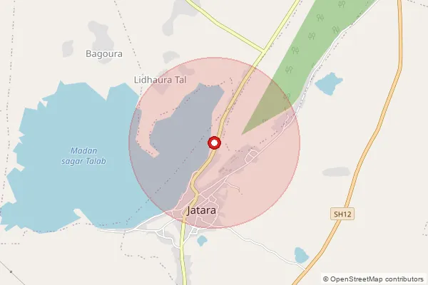 Map showing approximate area covered by Pincode 472118 — Jarua B.O, Tikamgarh