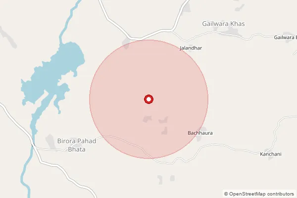 Map showing approximate area covered by Pincode 472336 — Daretha B.O, Niwari