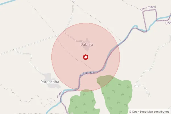 Map showing approximate area covered by Pincode 472445 — Shaktibheron B.O, Niwari