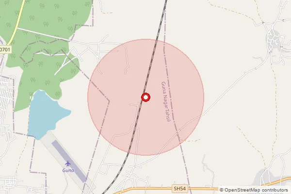 Map showing approximate area covered by Pincode 473001 — Guna H.O, Guna