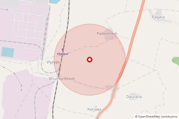 Map showing approximate area covered by Pincode 473111 — Bhamawad B.O, Guna