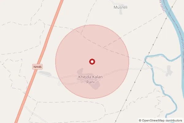 Map showing approximate area covered by Pincode 473115 — Barkheda Khurd B.O, Guna