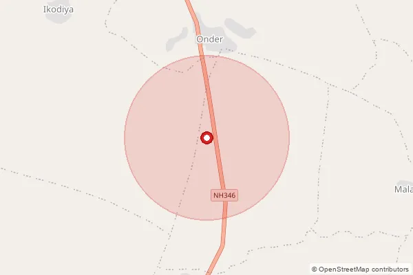 Map showing approximate area covered by Pincode 473445 — Bawrod, Ashoknagar