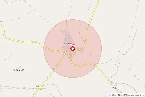 Map showing approximate area covered by Pincode 473447 — Kadwaya S.O, Ashoknagar