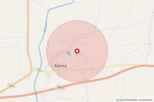 Map showing approximate area covered by Pincode 473662 — Karahi B.O, Shivpuri