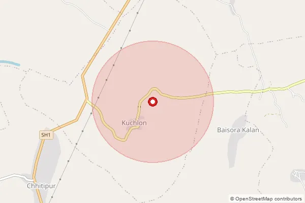 Map showing approximate area covered by Pincode 473665 — Dhand B.O, Shivpuri