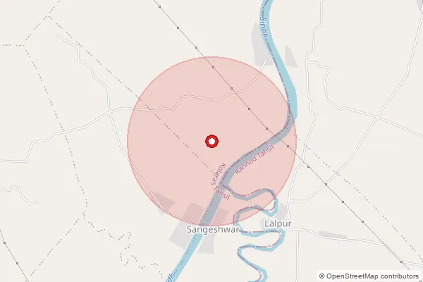 Map showing approximate area covered by Pincode 473774 — Sakhnor B.O, Shivpuri