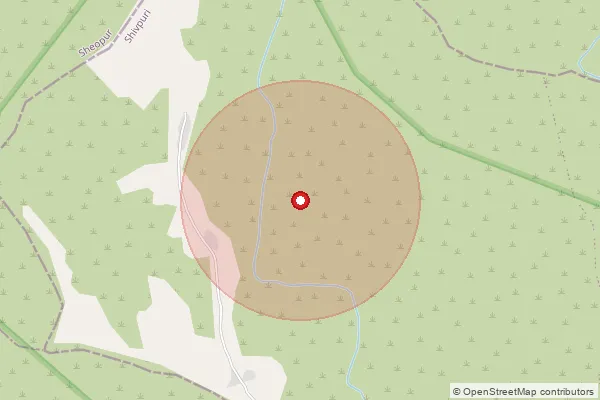 Map showing approximate area covered by Pincode 473775 — Chakrana B.O, Shivpuri