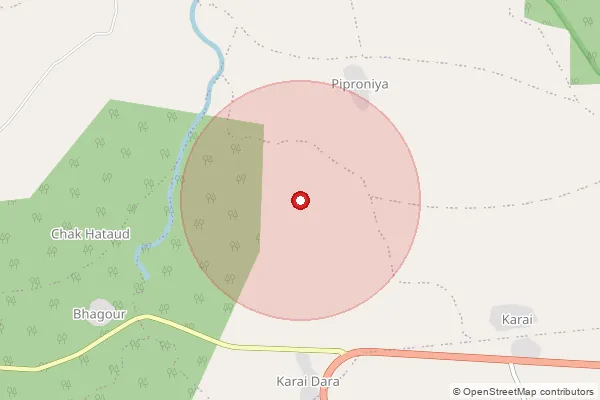 Map showing approximate area covered by Pincode 473793 — Khatka B.O, Shivpuri