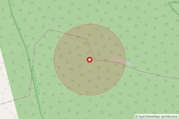 Map showing approximate area covered by Pincode 473865 — Sehore B.O, Shivpuri
