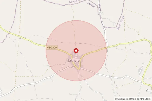 Map showing approximate area covered by Pincode 475002 — Hastinapur B.O, Gwalior