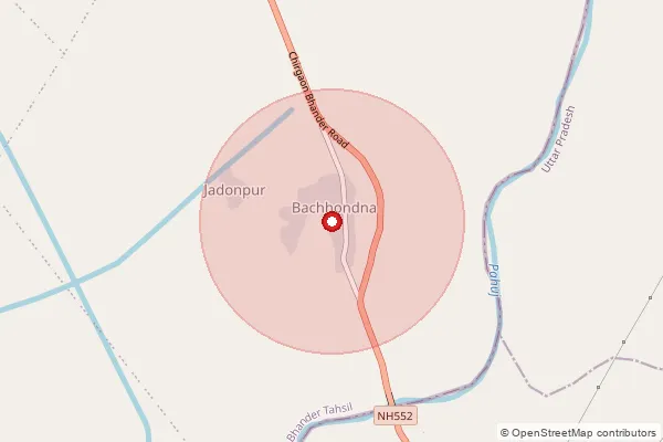 Map showing approximate area covered by Pincode 475335 — Salon A B.O, Datia