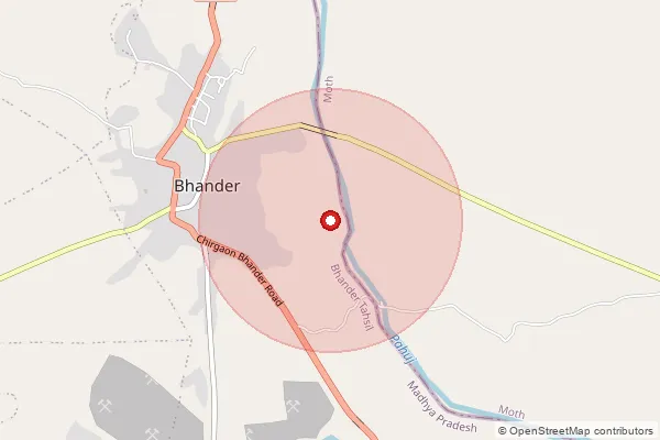 Map showing approximate area covered by Pincode 475336 — Jouri B.O, Datia