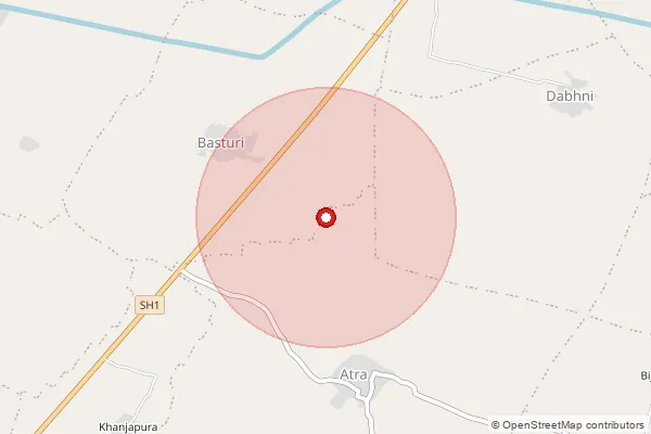 Map showing approximate area covered by Pincode 475682 — Mangrol B.O, Datia