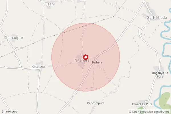 Map showing approximate area covered by Pincode 476221 — Bilgoun B.O, Morena