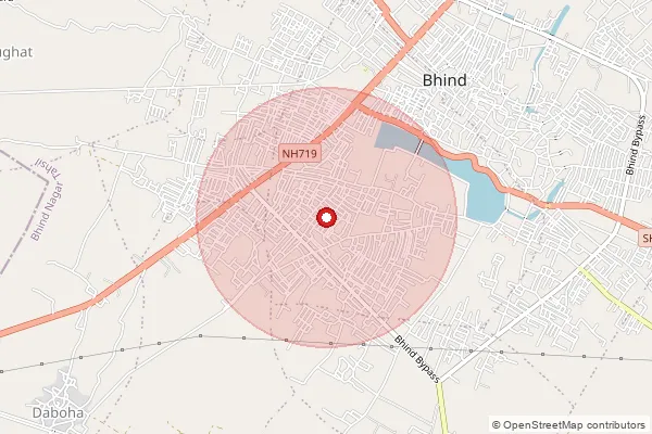 Map showing approximate area covered by Pincode 477001 — Bhind H.O, Bhind