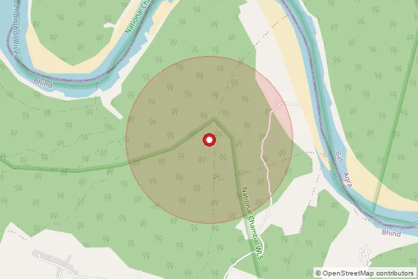 Map showing approximate area covered by Pincode 477111 — Akon B.O, Bhind