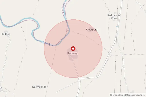 Map showing approximate area covered by Pincode 477117 — Rayat Pura B.O, Bhind