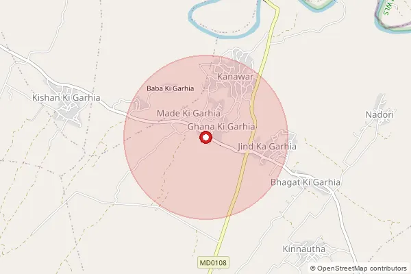 Map showing approximate area covered by Pincode 477331 — Bajhai B.O, Bhind