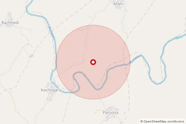 Map showing approximate area covered by Pincode 477555 — Aheti B.O, Bhind