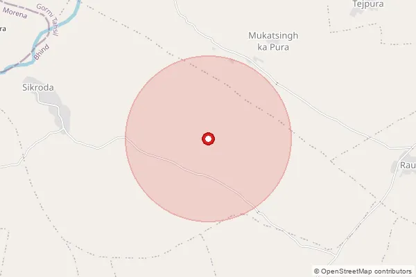 Map showing approximate area covered by Pincode 477660 — Akloni B.O, Bhind