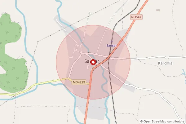 Map showing approximate area covered by Pincode 480106 — Nimni B.O, Chhindwara